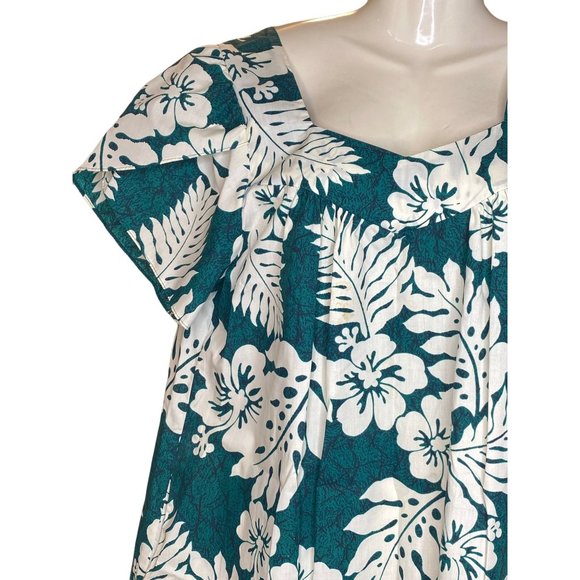 Royal Creation Tiki dress zip back leaves pattern Hawaii Medium - Picture 2 of 13